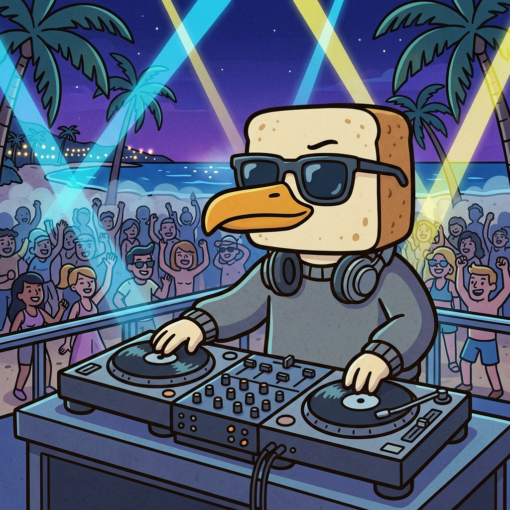 Chillgull DJing at a beach party