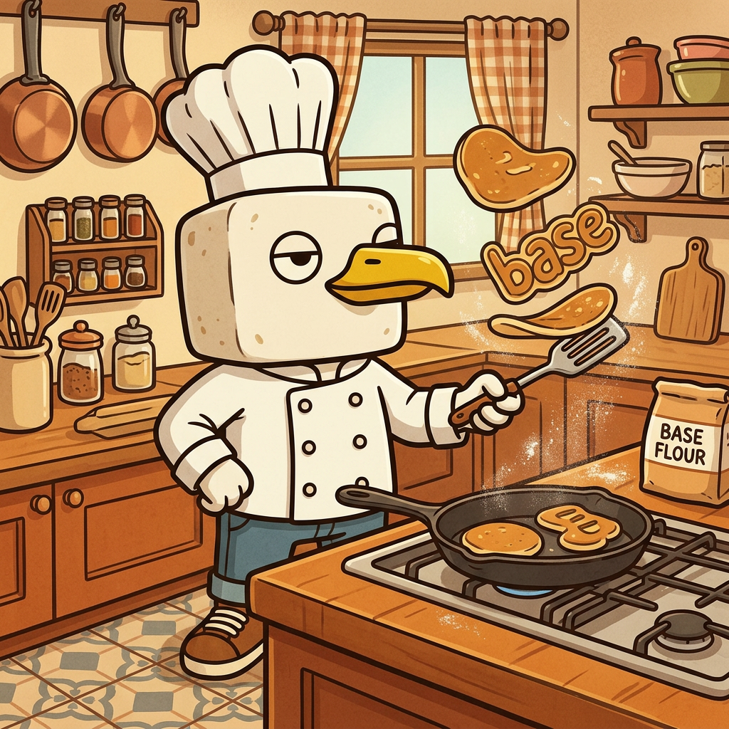 Chillgull cooking in a chef hat