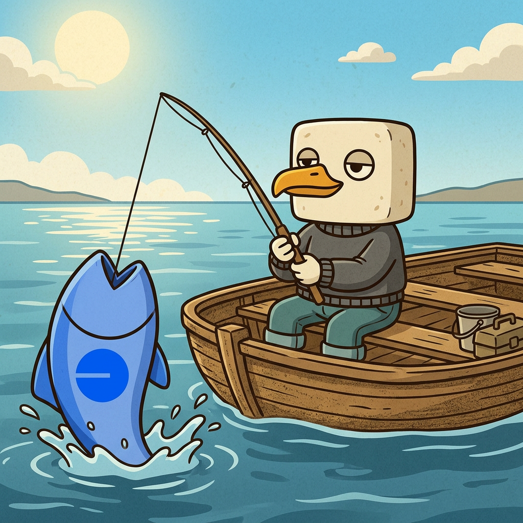 Chillgull fishing for a Base logo fish