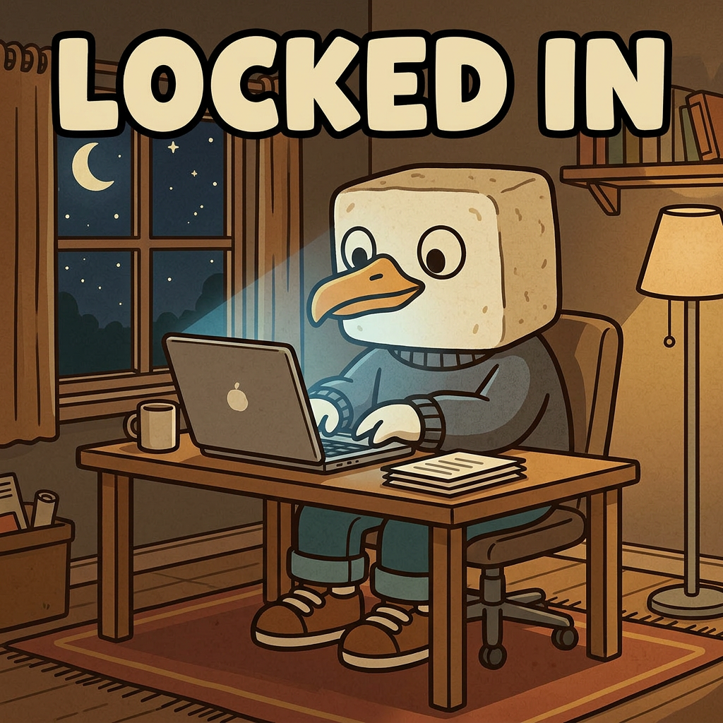 Chillgull locked in at the laptop